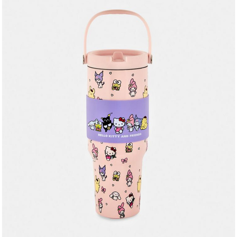 Hello Kitty and Friends 40 oz Stainless Steel Travel Mug - with Handle & Straw